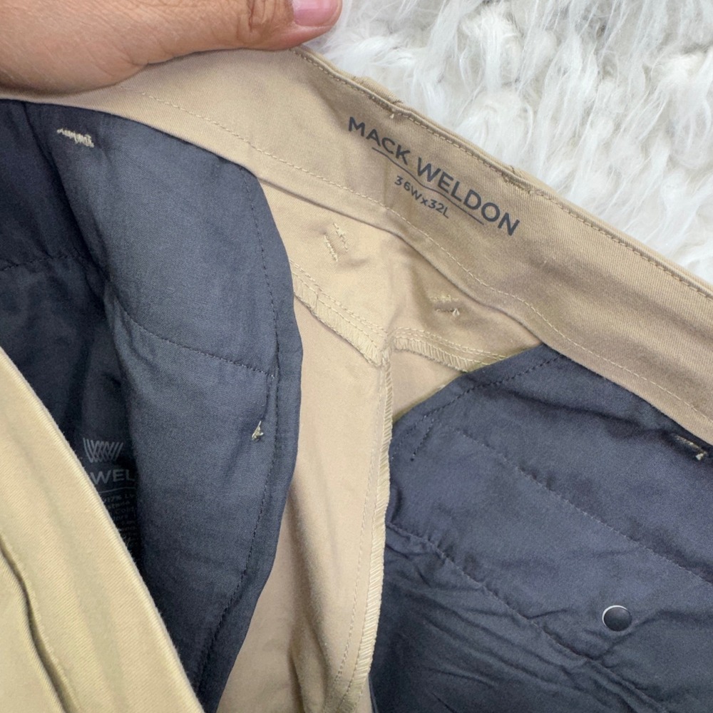 Mack Weldon Radius Pant 36x32 Tan Khaki Performance Chino Techwear Gorpcore - Picture 3 of 9